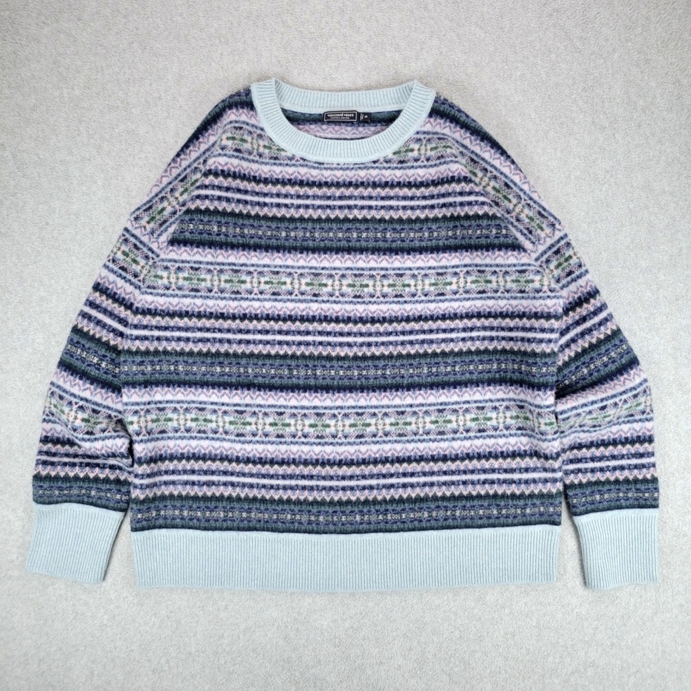 Vineyard Vines Sweater Women S Blue Fair Isle Merino Wool Crewneck Soft
